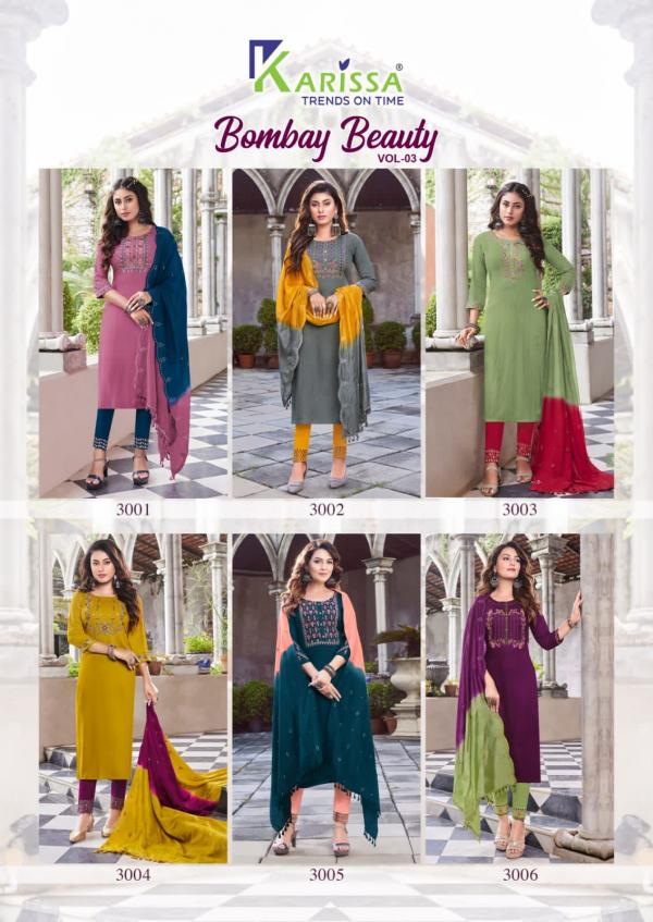 Karissa Bombay Beauty 3 Kurti With Bottom Dupatta Collection 